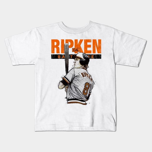 Cal Ripken Jr. Baltimore Batters Box Baltimore Kids T-Shirt by Jesse Gorrell